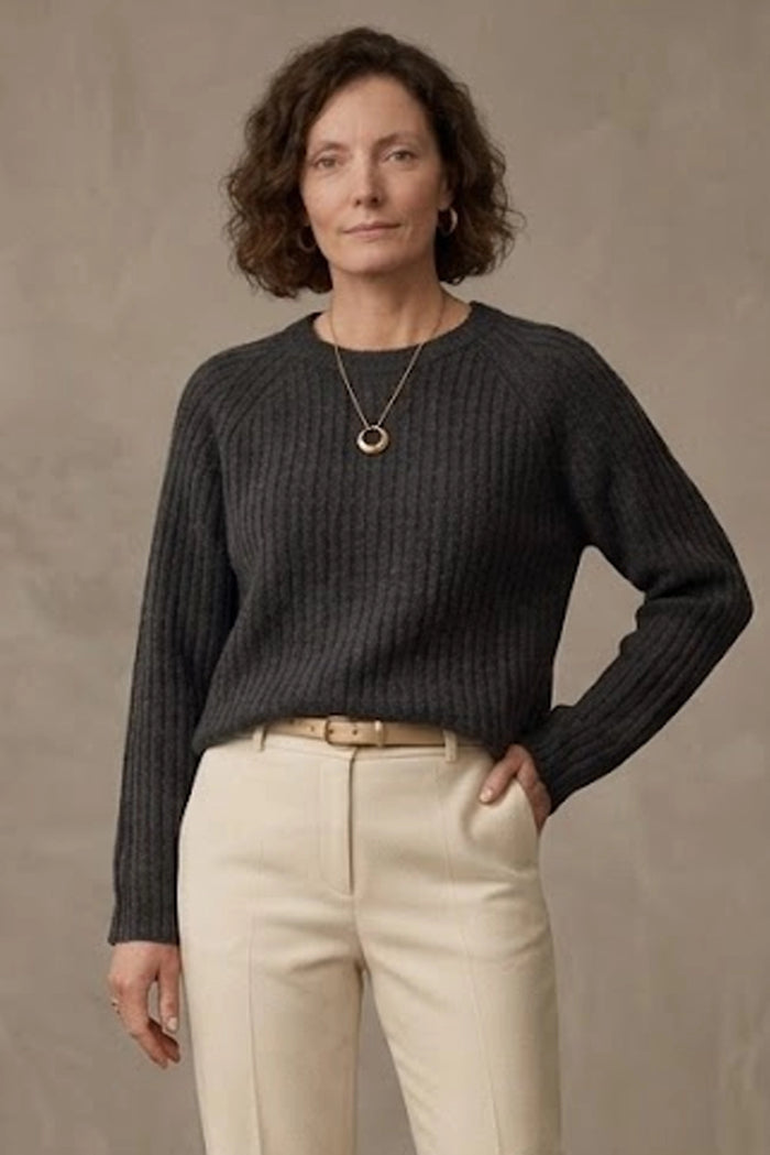 Mansted Zally Yak Rib Crop in Dark Charcoal