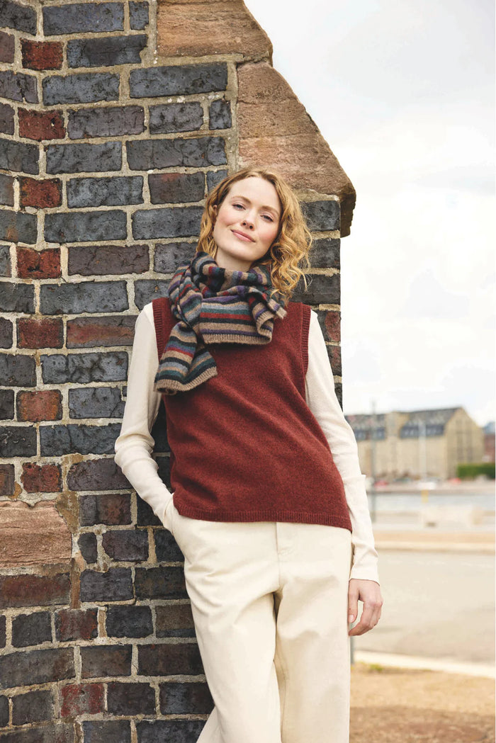 Mansted Zett Yak Stripe Scarf in Mushroom