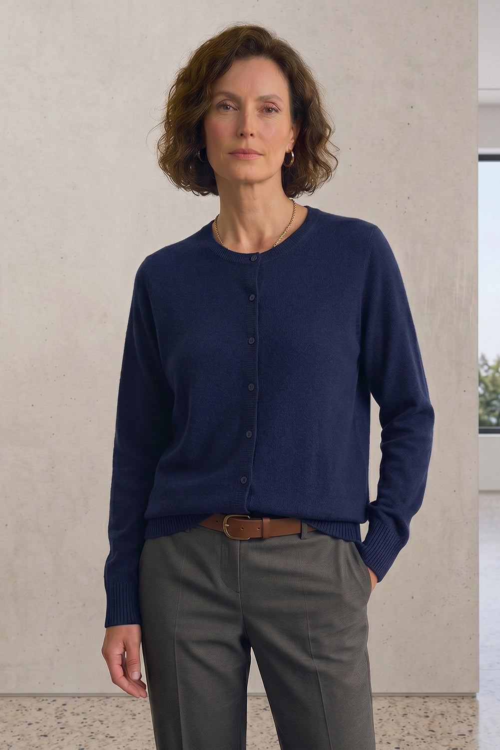 Mansted Zolanda Yak Crew Cardi in Navy