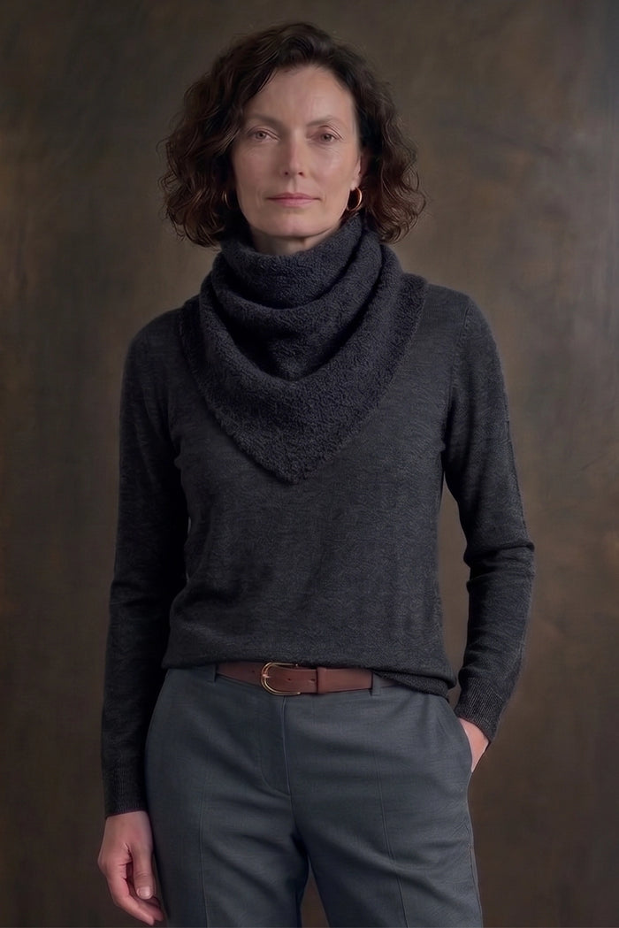 Mansted Zouk Yak Triangle Scarf in Dark Charcoal