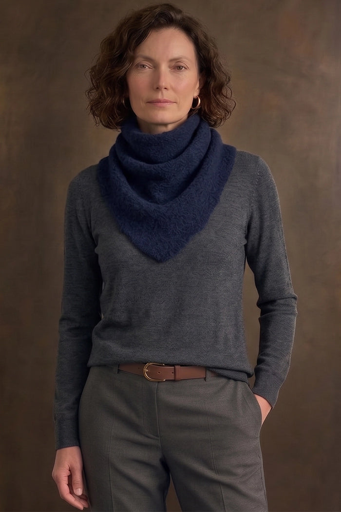 Mansted Zouk Yak Triangle Scarf in Navy