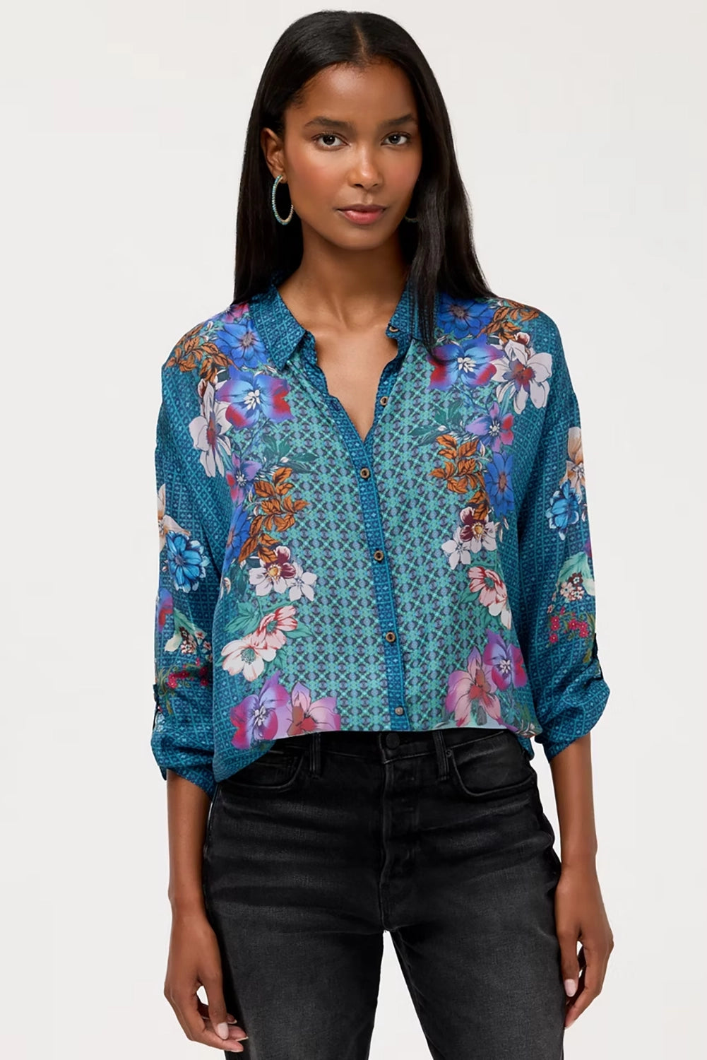 Johnny Was The Audrey Button Up Shirt - Dewflower C11526-7- Pre-Order September Delivery