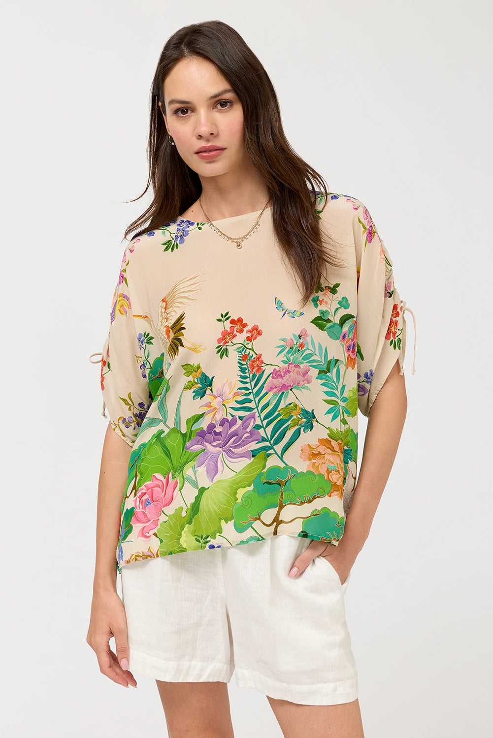 Johnny Was Bluet Drawcord Sleeve Blouse - Thoria C14626-5