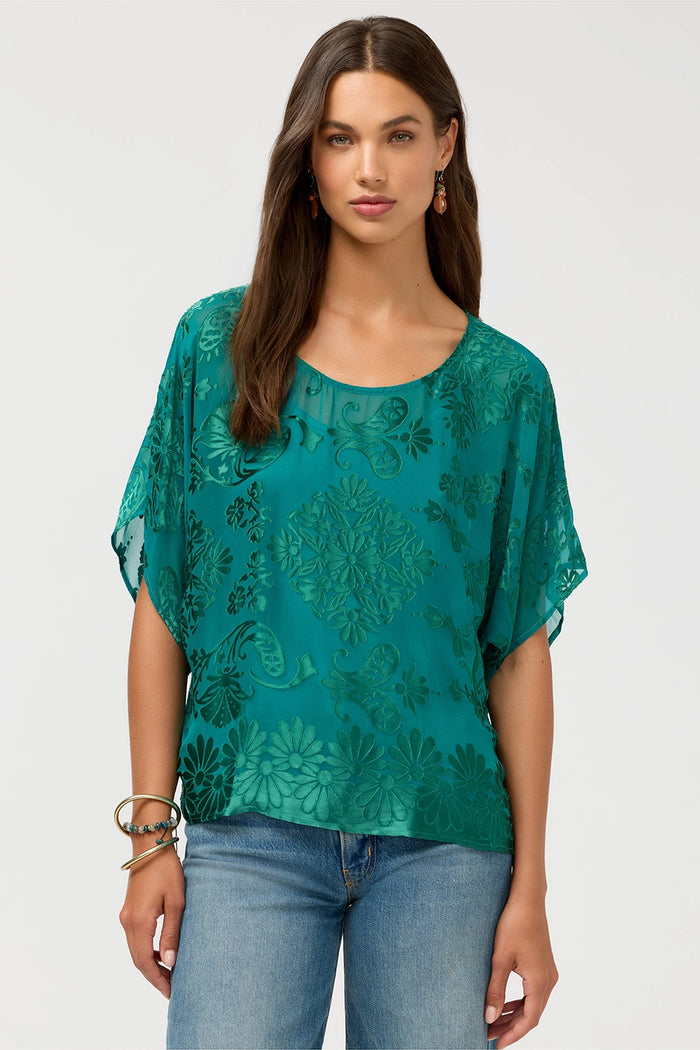 Johnny Was Tawni Blouse (Slip) - Clyde Satin Burnout C15426-7- Pre-Order September Delivery