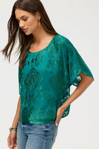 Johnny Was Tawni Blouse (Slip) - Clyde Satin Burnout C15426-7