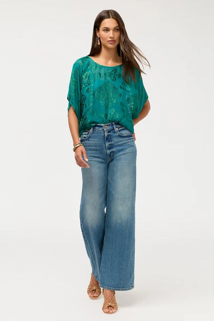 Johnny Was Tawni Blouse (Slip) - Clyde Satin Burnout C15426-7- Pre-Order September Delivery