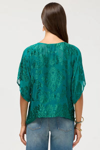Johnny Was Tawni Blouse (Slip) - Clyde Satin Burnout C15426-7