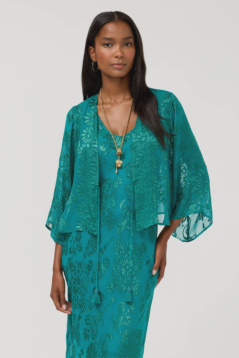 Johnny Was Mertina Burnout Bolero - Clyde Satin Burnout C41026-7