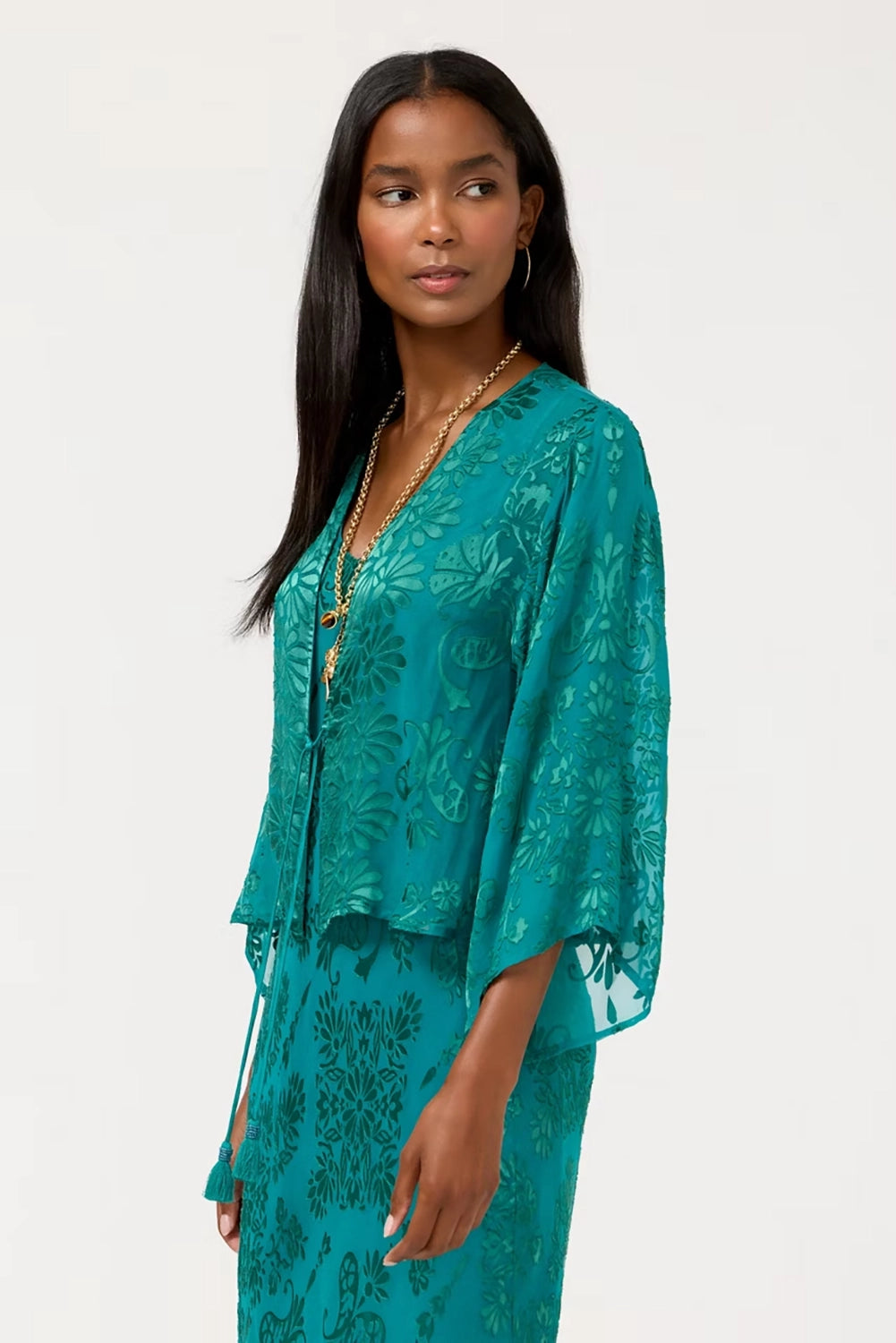 Johnny Was Mertina Burnout Bolero - Clyde Satin Burnout C41026-7