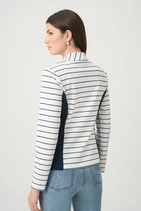 Joseph Ribkoff Stripe Shawl Blazer in Off White and Navy