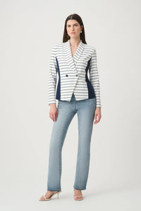 Joseph Ribkoff Stripe Shawl Blazer in Off White and Navy