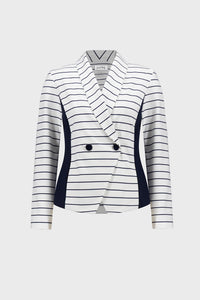 Joseph Ribkoff Stripe Shawl Blazer in Off White and Navy