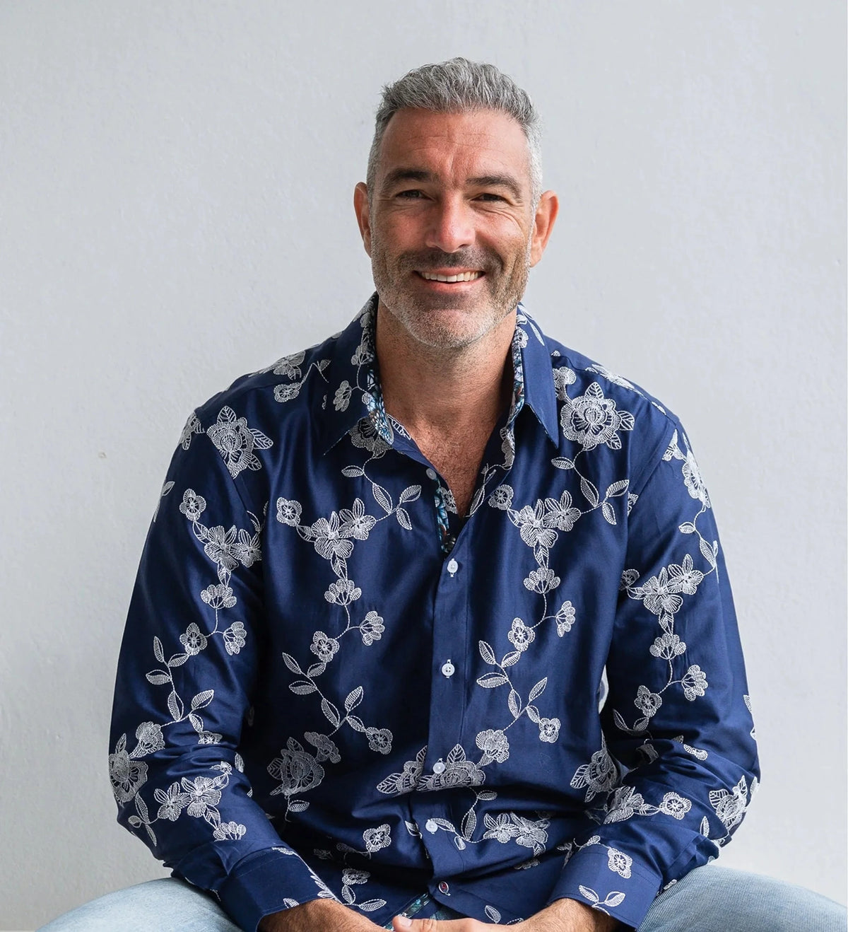 John Lennon L/Sleeve Pemperdon Shirt in Navy Jlw1126