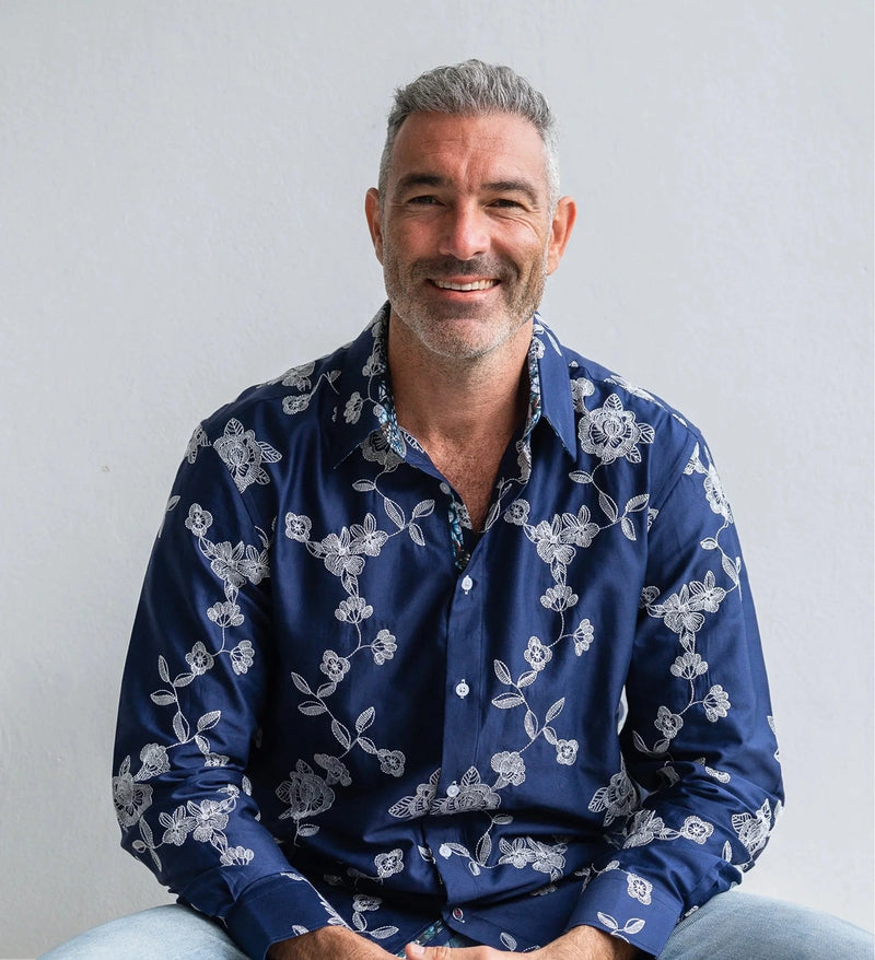 John Lennon L/Sleeve Pemperdon Shirt in Navy Jlw1126