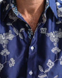 John Lennon L/Sleeve Pemperdon Shirt in Navy Jlw1126