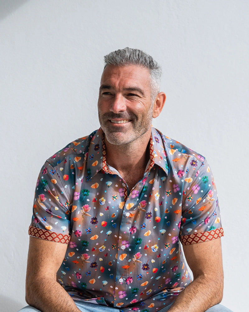 John Lennon Stockport Short Sleeve Shirt Mud JLW1132