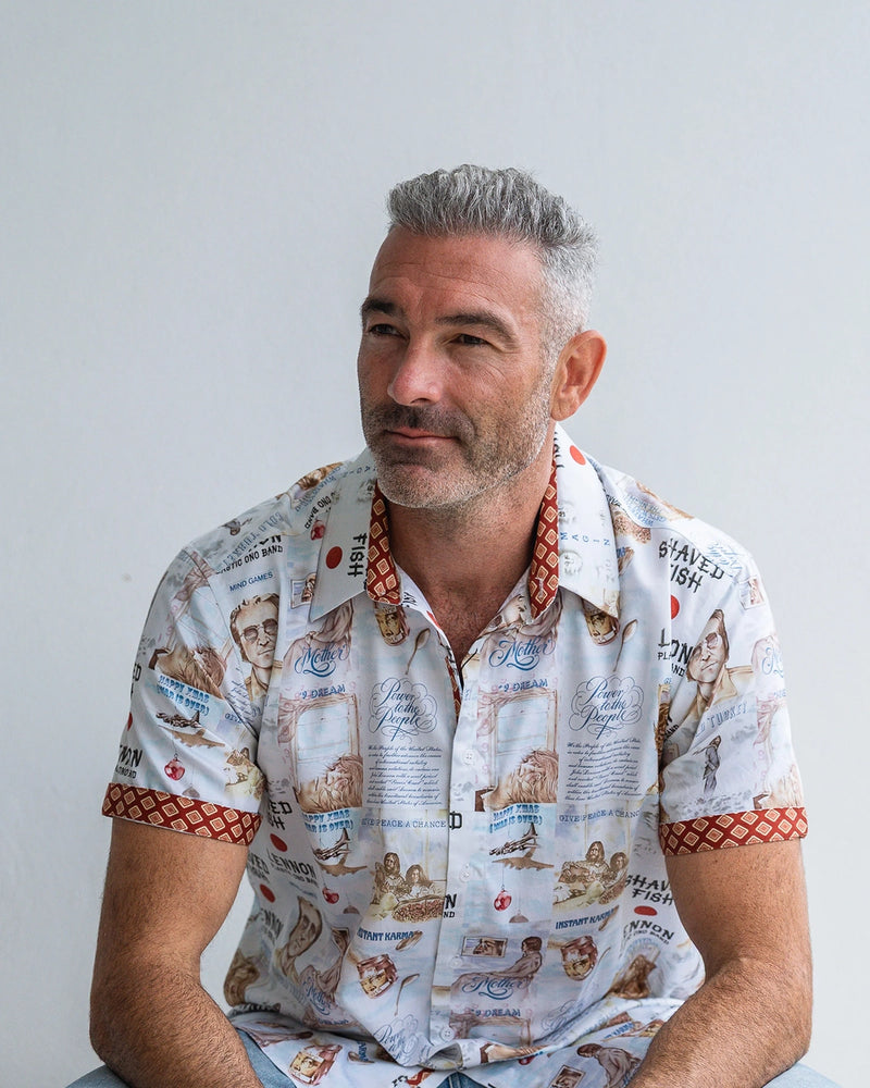 John Lennon Short Sleeve Shirt  Mind Games in Putty Jlw1118