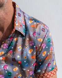 John Lennon Stockport Short Sleeve Shirt Mud JLW1132