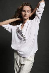 Mela Purdie Frill Neck Blouse F67 8497