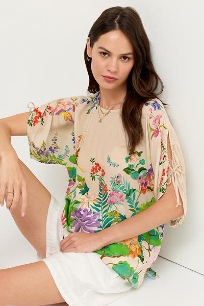 Johnny Was Bluet Drawcord Sleeve Blouse - Thoria C14626-5