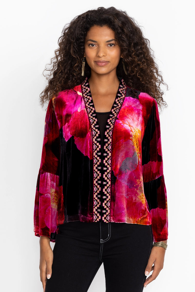 Johnny Was Ruffle Sleeve Velvet Bolero - Ruby Bloom J41824-9