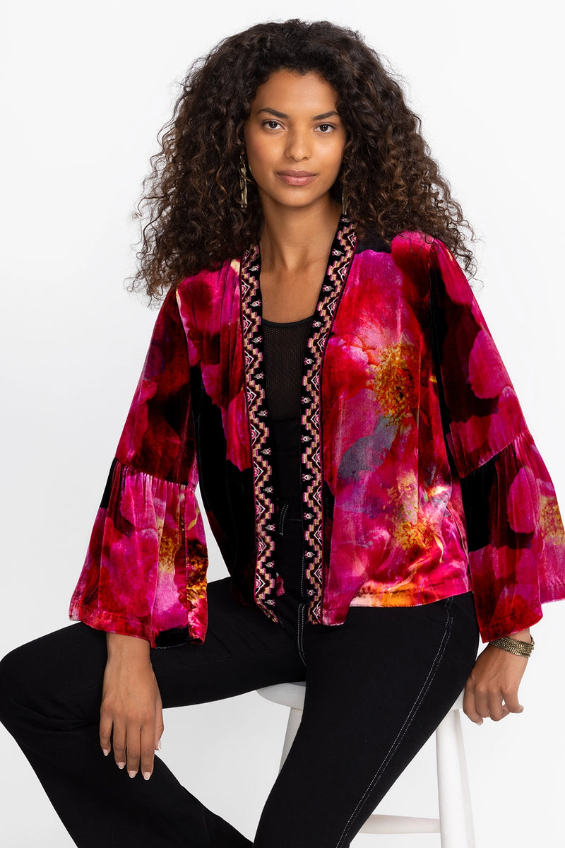 Johnny Was Ruffle Sleeve Velvet Bolero - Ruby Bloom J41824-9