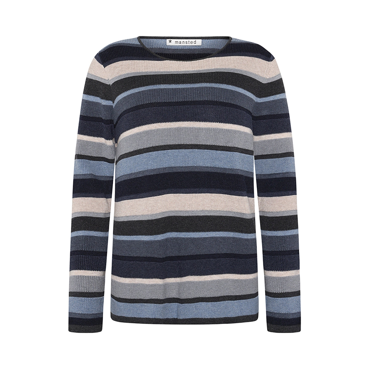 Mansted Mathilde Eco Stripe Crew in Grey
