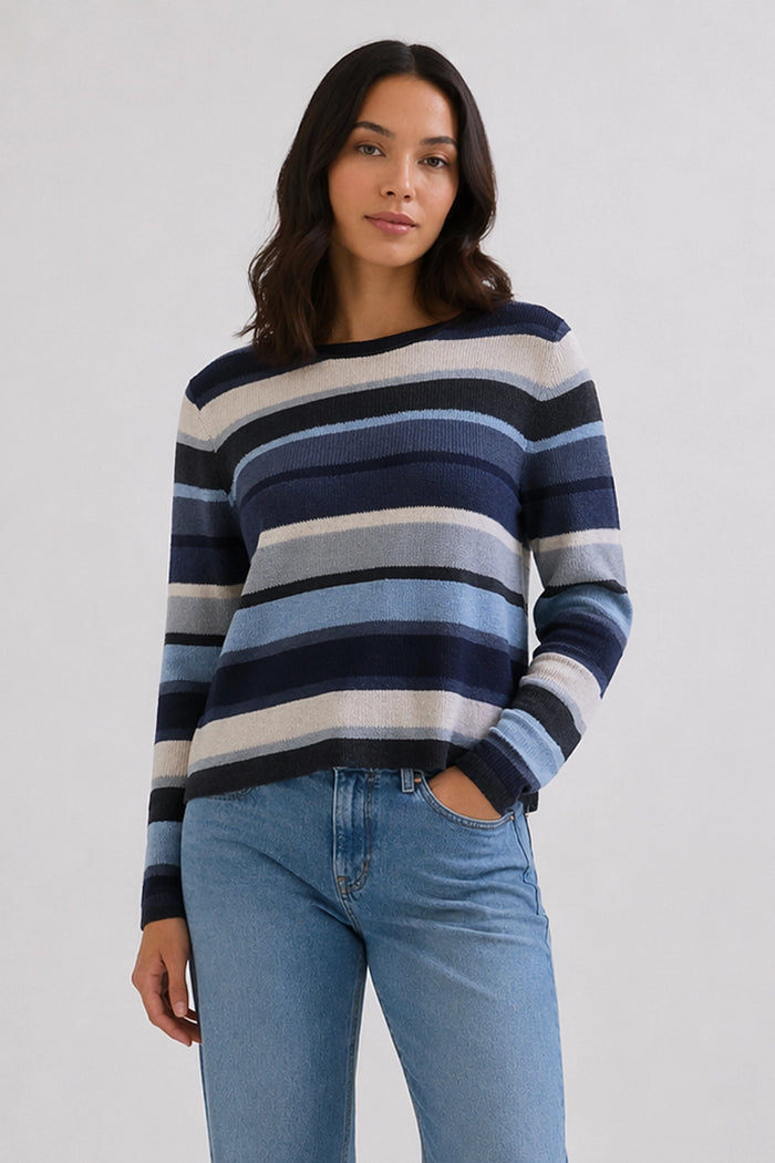Mansted Mathilde Eco Stripe Crew in Grey