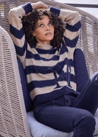 Monari Striped Jumper in Dark Denim Stripe 809123