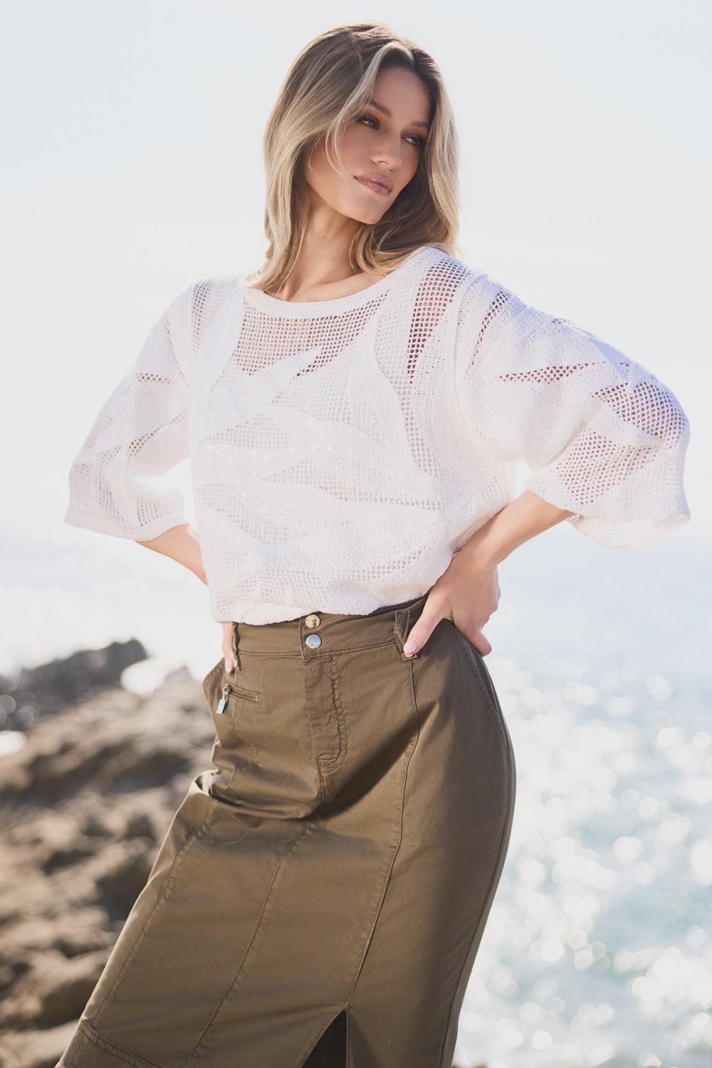 Monari High-Waisted Skirt in Olive 410828