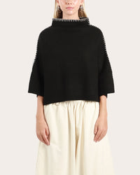 Moyuru Hasui Crop Knit in Black 253 311