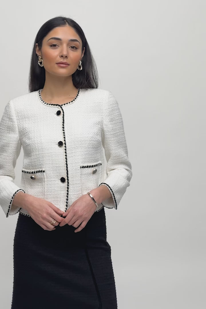 Joseph Ribkoff Bouclé Jacket With Contrast Trim Jr243911