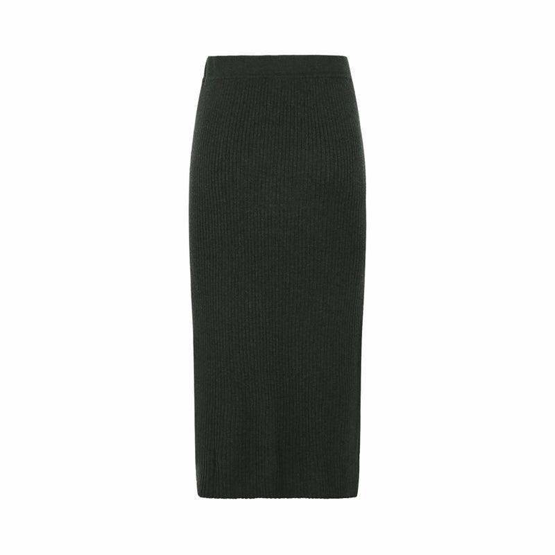 Mansted Ruth Rib Skirt in Dark Green