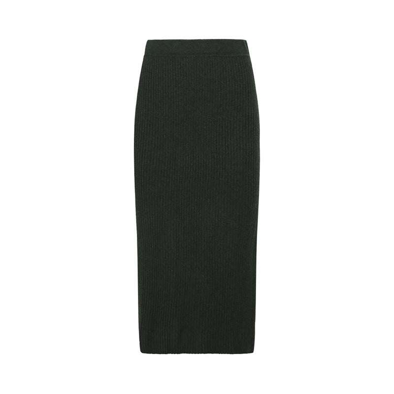 Mansted Ruth Rib Skirt in Dark Green