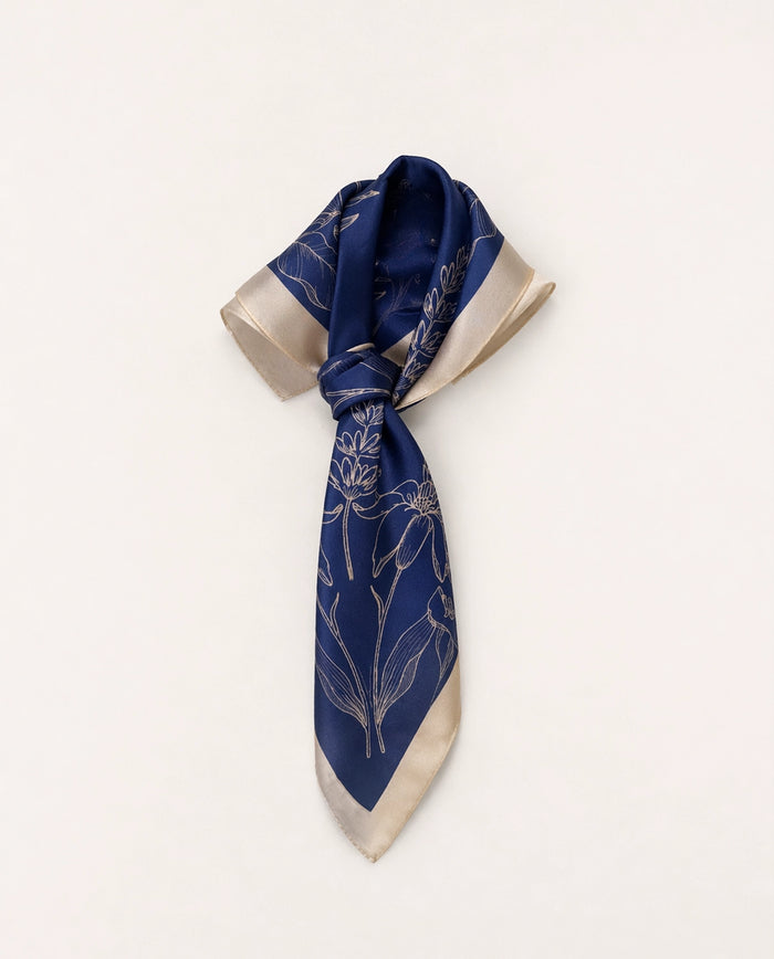 Yerse Scarf Silk Printed in Blue 43904