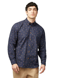 Ben Sherman Scattered Geo Print Brushed Twill Shirt in Indigo B0077833