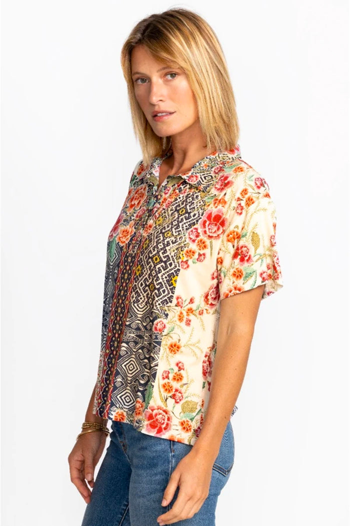 Johnny Was Aztec Flower S/S Polo Tee T13323-5