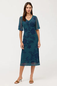 Johnny Was Double V-Neck Mesh Midi Dress- Clematisa T35626-7- Pre-Order September Delivery
