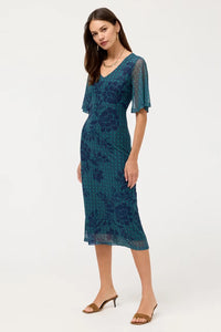 Johnny Was Double V-Neck Mesh Midi Dress- Clematisa T35626-7- Pre-Order September Delivery