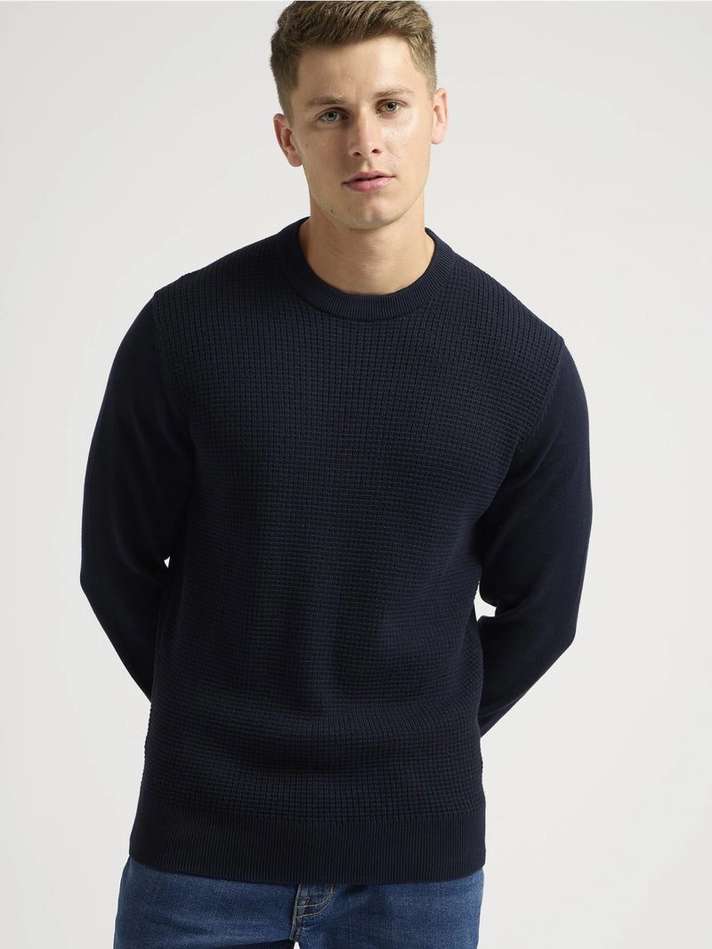 Ben Sherman Textured Front Crew Neck Sweatshirt In Navy B0077610