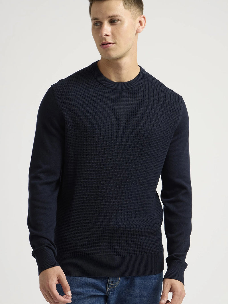 Ben Sherman Textured Front Crew Neck Sweatshirt In Navy B0077610