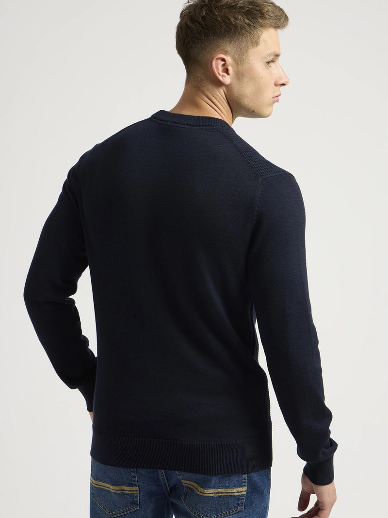 Ben Sherman Textured Front Crew Neck Sweatshirt In Navy B0077610