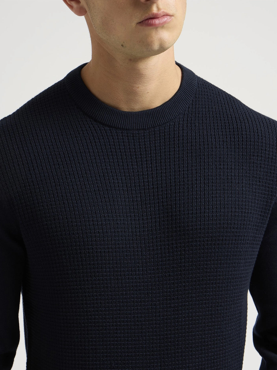 Ben Sherman Textured Front Crew Neck Sweatshirt In Navy B0077610