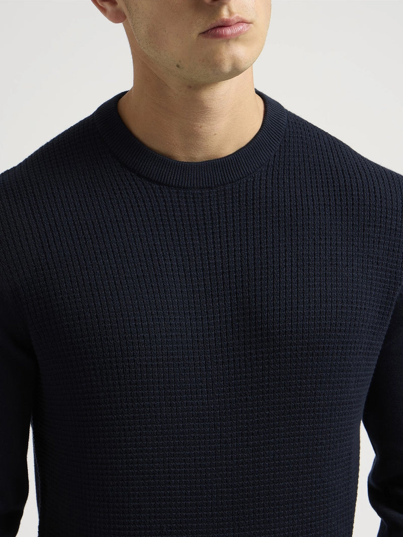 Ben Sherman Textured Front Crew Neck Sweatshirt In Navy B0077610
