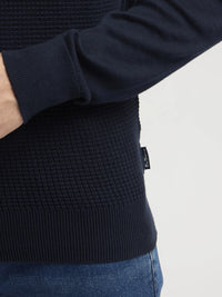 Ben Sherman Textured Front Crew Neck Sweatshirt In Navy B0077610