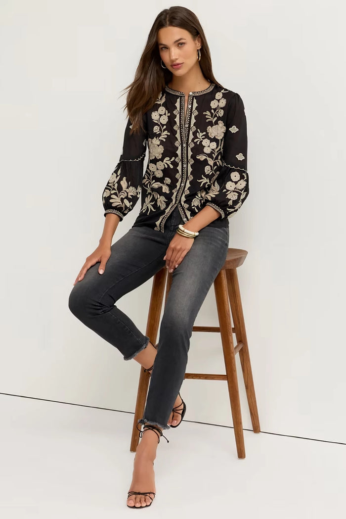 Johnny Was Scallop Sleeve Blouse - Soretta W15226-7- Pre-Order September Delivery
