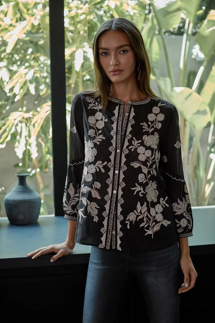 Johnny Was Scallop Sleeve Blouse - Soretta W15226-7- Pre-Order September Delivery