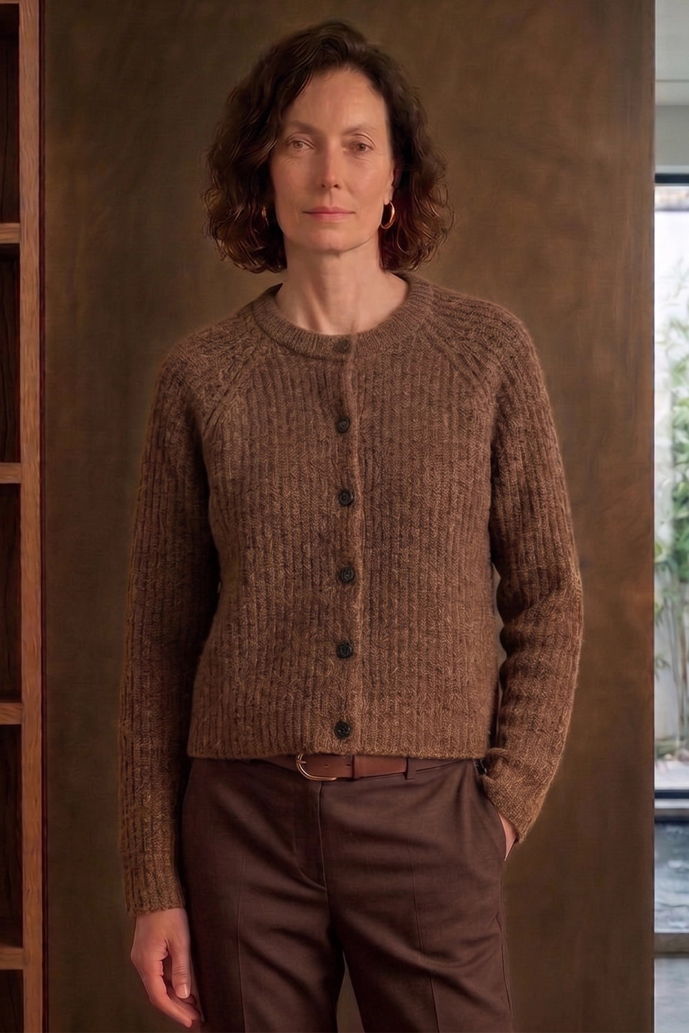 Mansted Zaha Yak Rib Cardigan in Brown