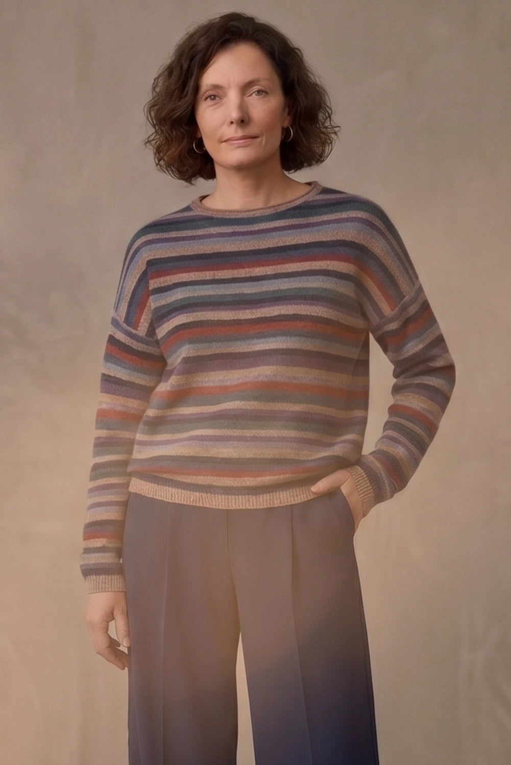 Mansted Zel Yak Stripe  Crop in Mushroom