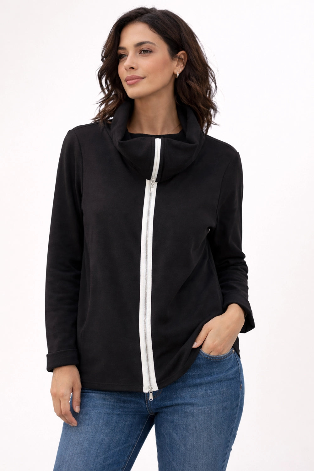 Peruzzi Zip Front Cowl Top W25119